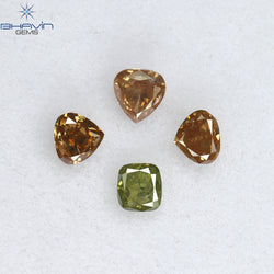 0.49 CT/4 Pcs Mix Shape Natural Diamond Pink Color SI2 Clarity (3.33 MM)