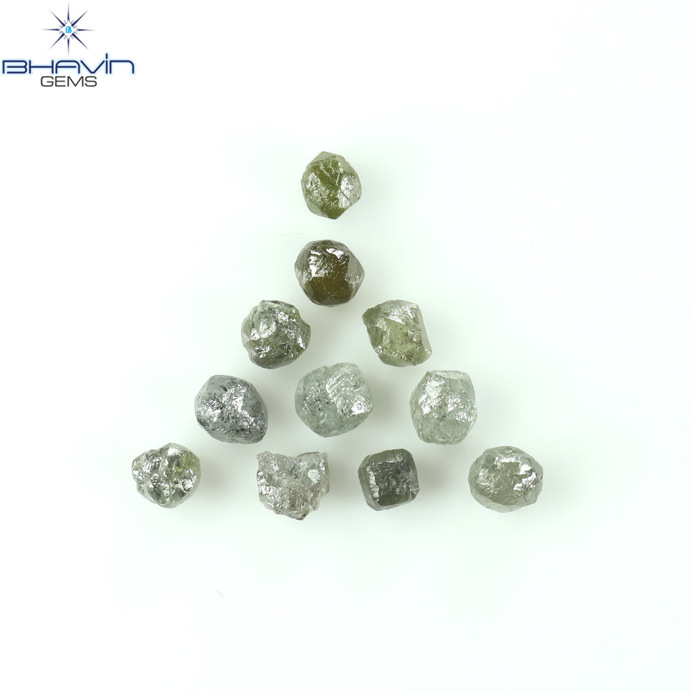 1.86 CT/11 PCS Rough Shape Grey Color Natural Diamond I3 Clarity (3.03 MM)