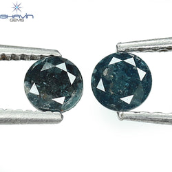 0.44 CT/2 ピース ラウンド ダイヤモンド ブルー ダイヤモンド 天然ダイヤモンド I3 クラリティ (3.73 MM)