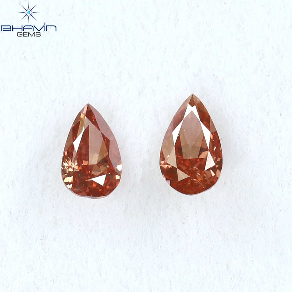 0.17 CT/2 ピース ペアシェイプ ナチュラル ダイヤモンド ピンク色 SI1 クラリティ (3.85 MM)