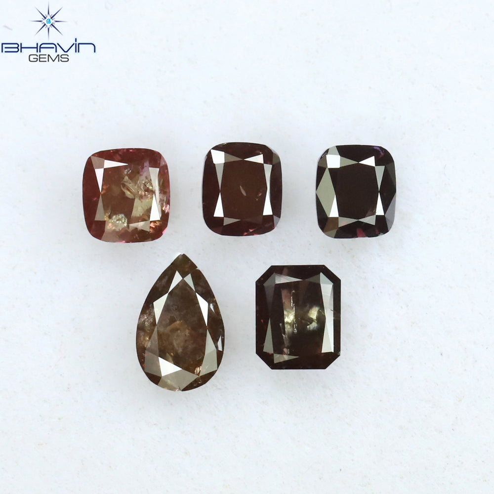 0.42 CT/4 ピース ミックス シェイプ ナチュラル ダイヤモンド ピンク カラー SI クラリティ (3.83 MM)