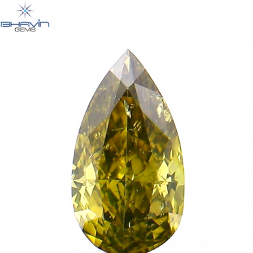 0.26 CT Pear Shape Natural Diamond Enhanced Green Color SI2 Clarity (5.54 MM)