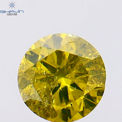 0.31 CT Round Shape Natural Diamond Green Yellow Color I1 Clarity (4.39 MM)