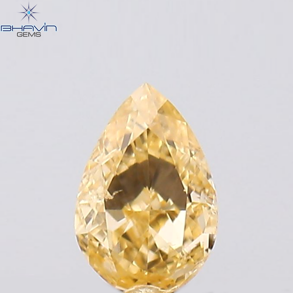 0.08 CT Pear Shape Natural Diamond Orange Color SI1 Clarity (3.27 MM)