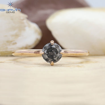 Round Diamond Salt And Pepper Diamond Natural Diamond Ring Engagement Ring