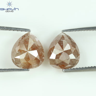 2.86 CT/2 Pcs Pear Shape Natural Loose Diamond Peach Color I3 Clarity (8.13 MM)