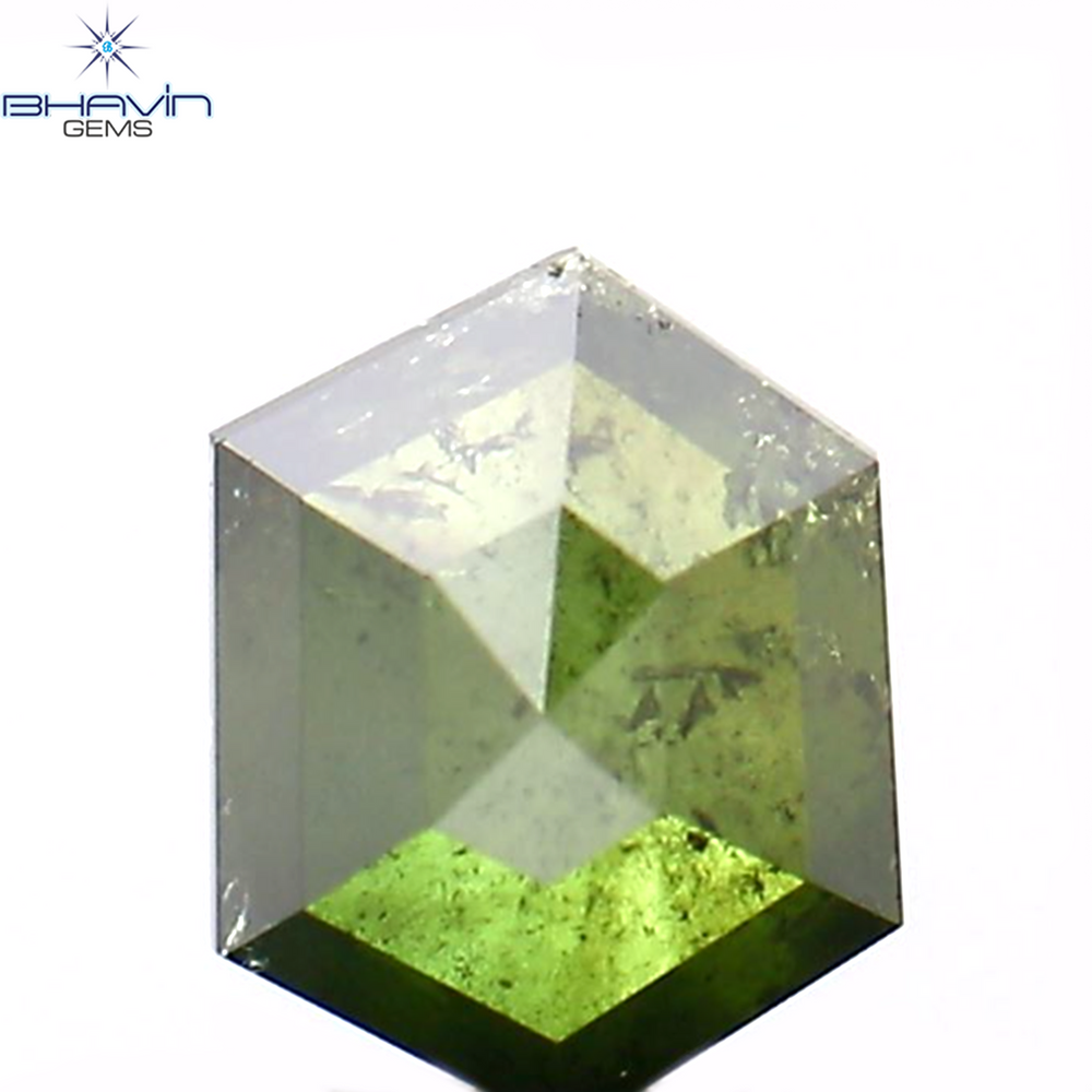 0.34 CT Hexagon Shape Natural Diamond Green Color I2 Clarity (4.56 MM)