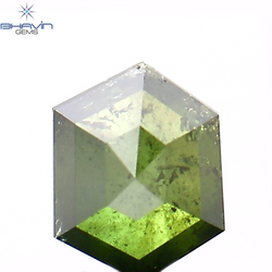 0.34 CT Hexagon Shape Natural Diamond Green Color I2 Clarity (4.56 MM)