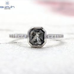 Emerald Diamond Natural Diamond Ring Salt And Pepper Color Gold Ring Engagement Ring