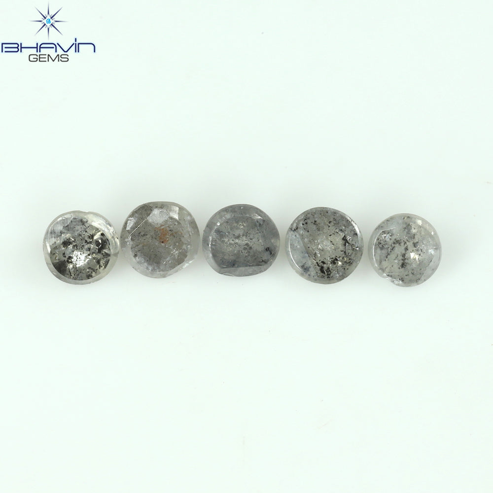 0.55 CT /5 Pcs Uncut Shape Salt And Pepper Natural Loose Diamond I3 Clarity (2.98 MM)