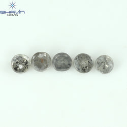 0.55 CT /5 Pcs Uncut Shape Salt And Pepper Natural Loose Diamond I3 Clarity (2.98 MM)