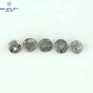 0.55 CT /5 Pcs Uncut Shape Salt And Pepper Natural Loose Diamond I3 Clarity (2.98 MM)