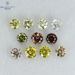 0.63 CT/11 Pcs Round Shape Natural Loose Diamond Mix Color VS2 Clarity (2.70 MM)
