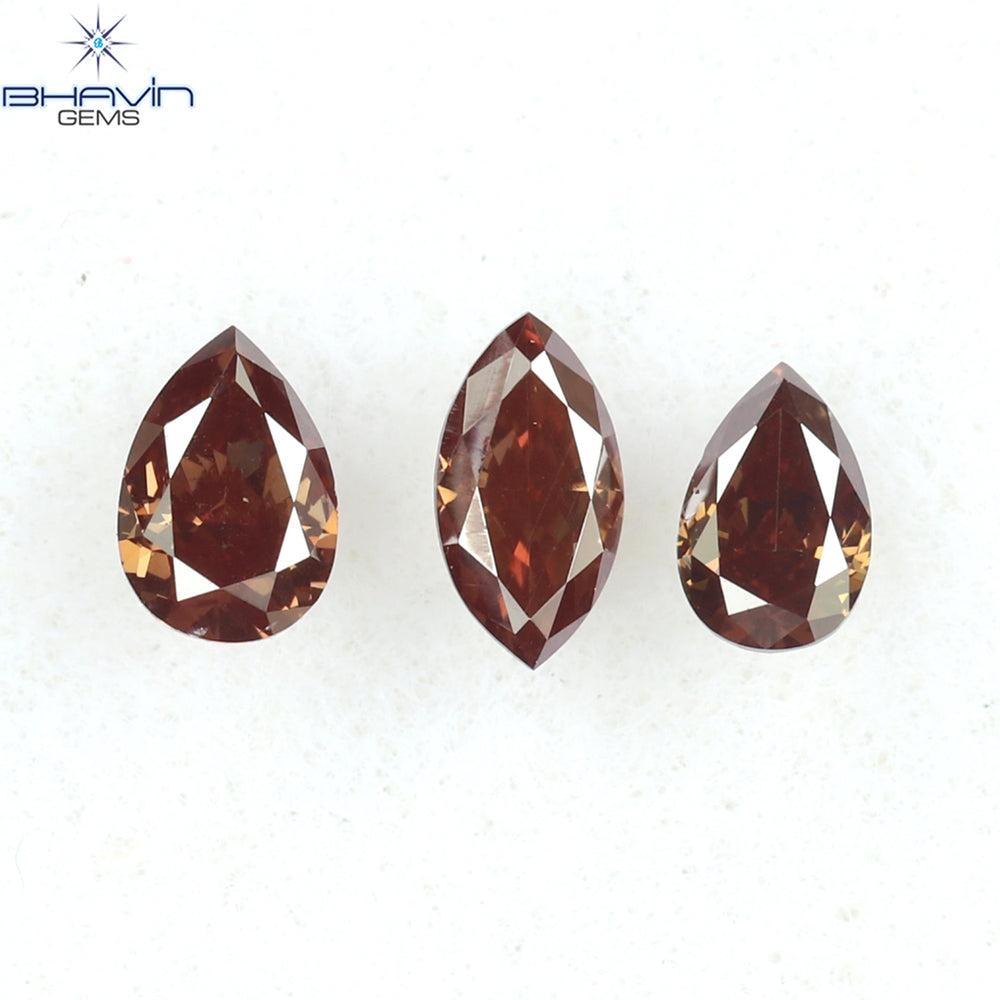 0.20 CT/3 Pcs Mix Shape Natural Diamond Pink Color VS2 Clarity (3.63 MM)