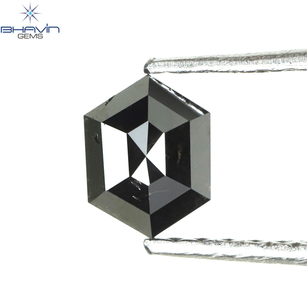 0.50 CT Hexagon Diamond Natural Diamond Black Diamond Clarity Opaque (5.50 MM)