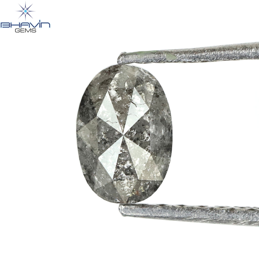 0.66 CT Oval Shape Natural Diamond Salt And Pepper Color I3 Clarity (6.35 MM)