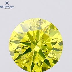 0.26 CT Round Shape Natural Diamond Greenish Yellow Color SI1 Clarity (4.11 MM)