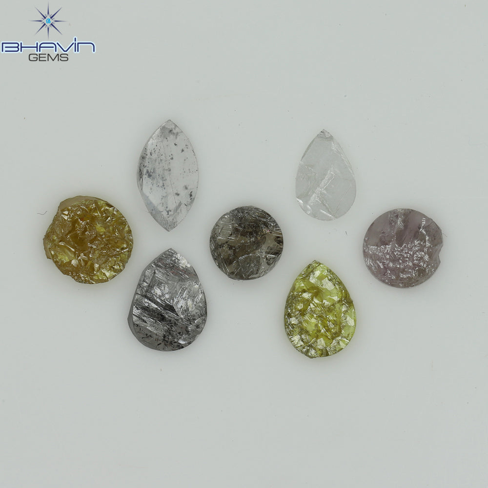 1.16 CT /7 Pcs Uncut Shape Mix Natural Loose Diamond I3 Clarity (5.93 MM)