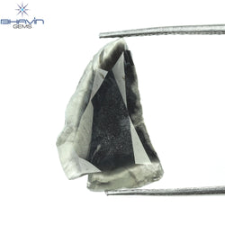 2.16 CT Slice Shape Natural Diamond Salt And Pepper Color I3 Clarity (17.12 MM)
