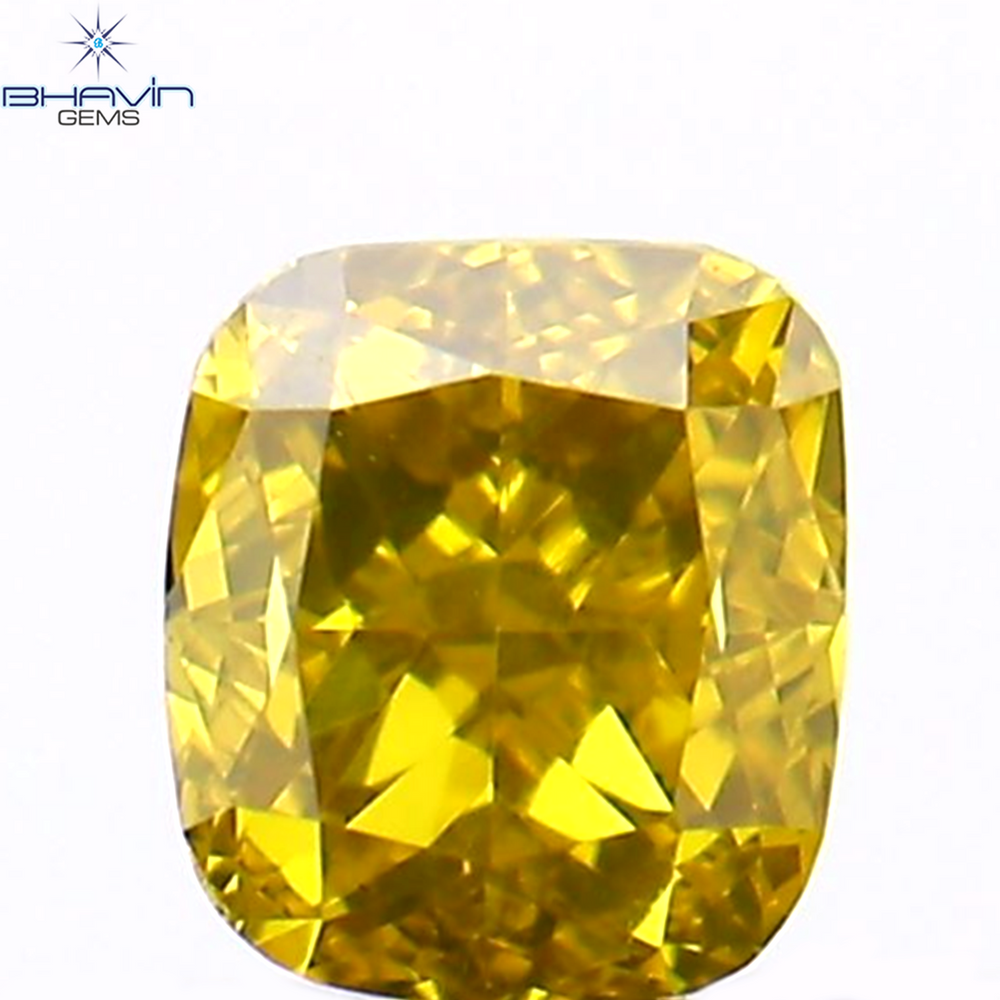 0.18 CT Cushion Shape Enhanced Yellow Color Natural Diamond VS1 Clarity (3.18 MM)