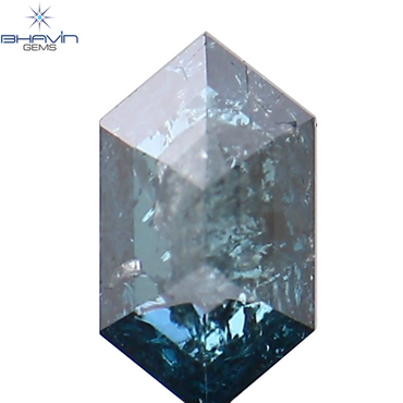 0.39 CT Hexagon Shape Natural Diamond Blue Color I3 Clarity (5.95 MM)