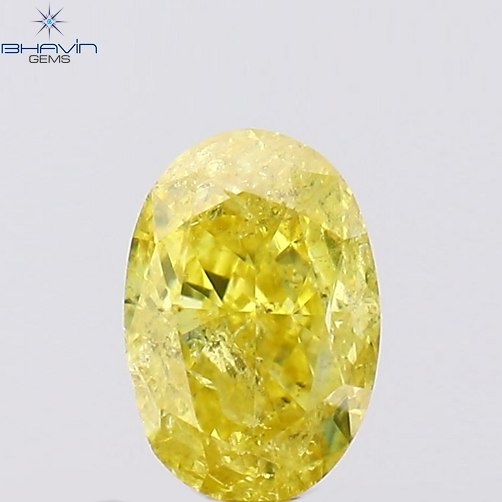 0.20 CT Oval Shape Natural Diamond Yellow Color I1 Clarity (4.25 MM)