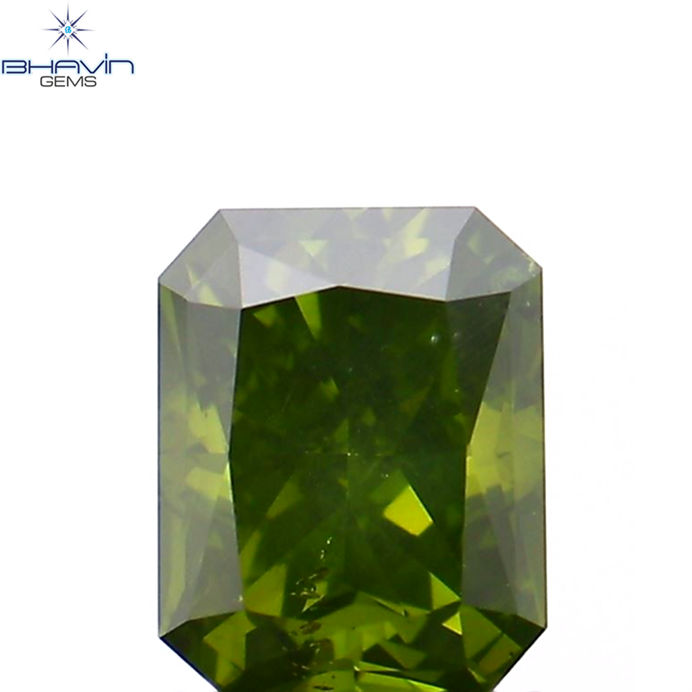 0.58 CT Radiant Shape Natural Diamond Green Color SI1 Clarity (5.26 MM)