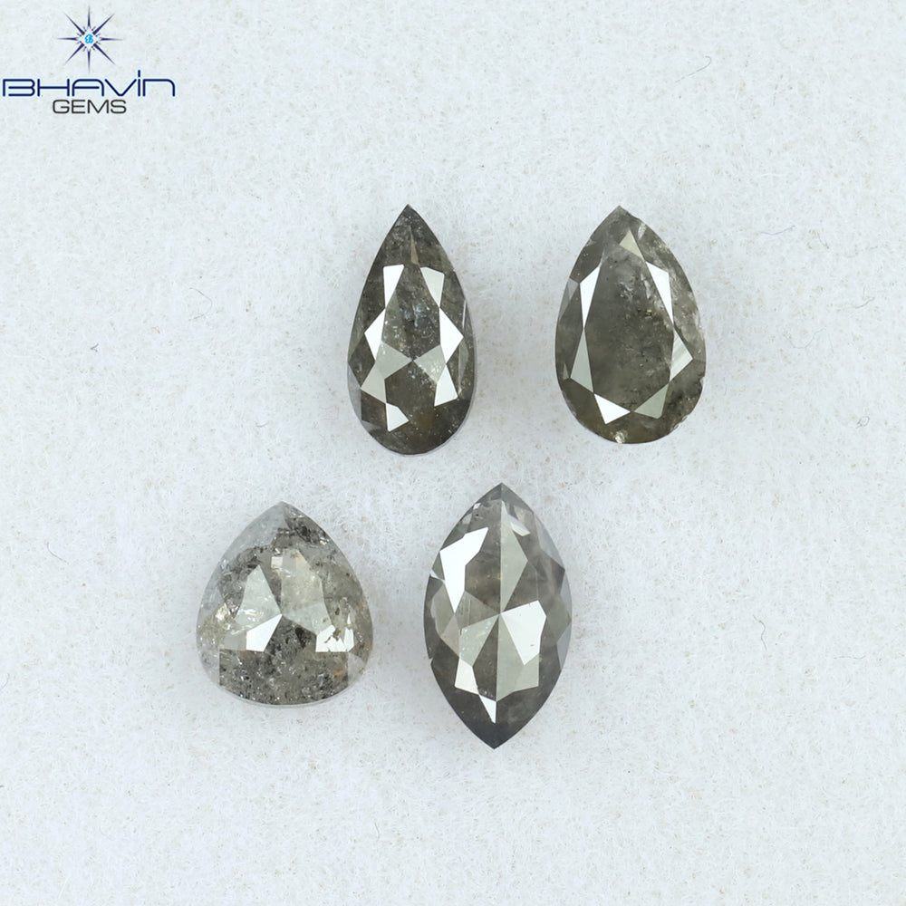 1.26 CT/4 PCS Mix Shape Natural Diamond Salt And Pepper Color I3 Clarity (6.45 MM)