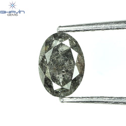 0.50 CT Oval Shape Natural Diamond Salt And Pepper Color I3 Clarity (5.86 MM)