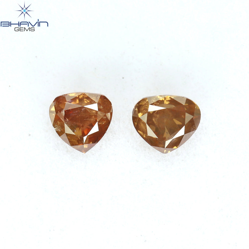 0.41 CT/2 ピース ハートシェイプ ナチュラル ルース ダイヤモンド ピンク カラー I1 クラリティ (3.84 MM)