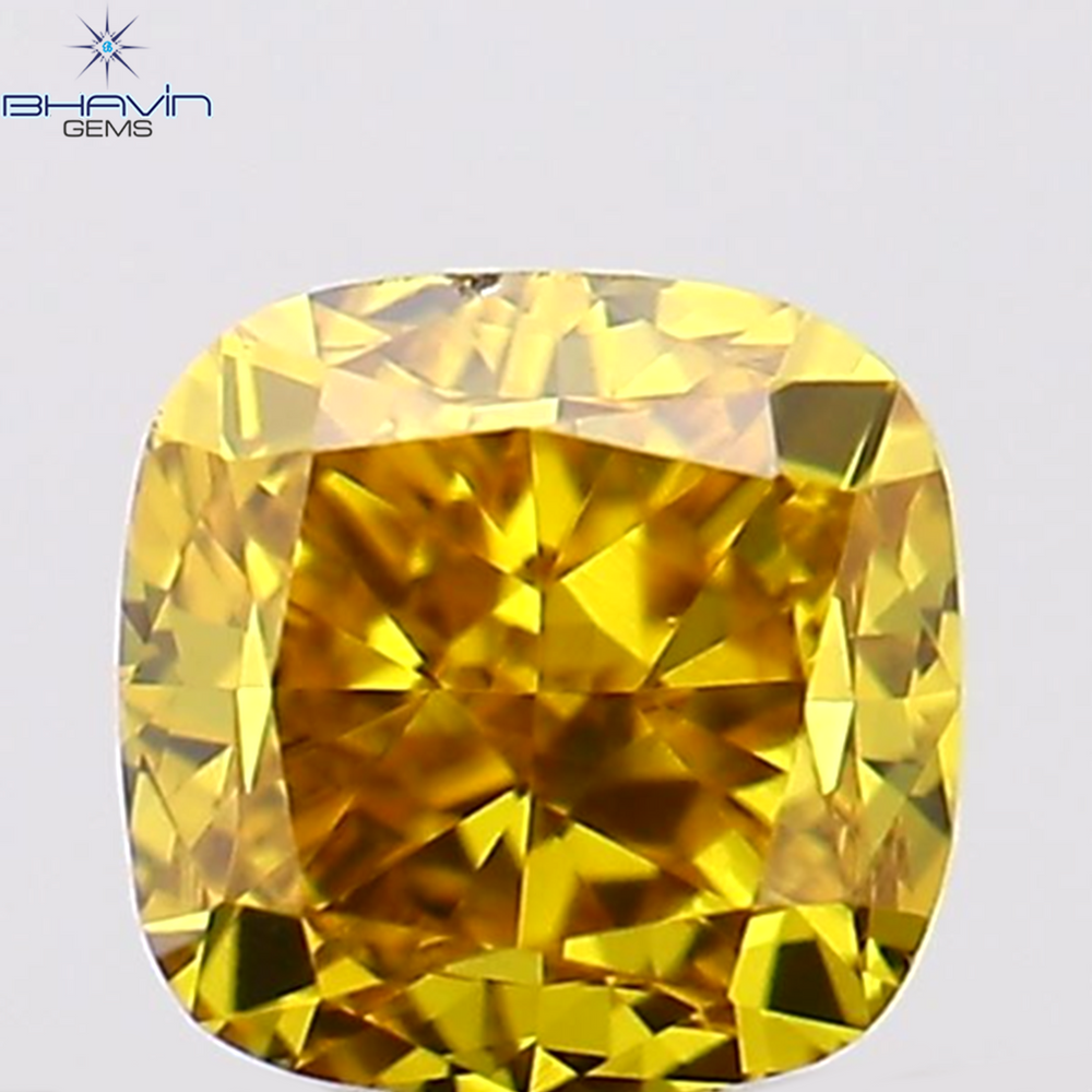 0.30 CT Cushion Shape Natural Diamond Enhanced Orange Color VS1 Clarity (3.44 MM)