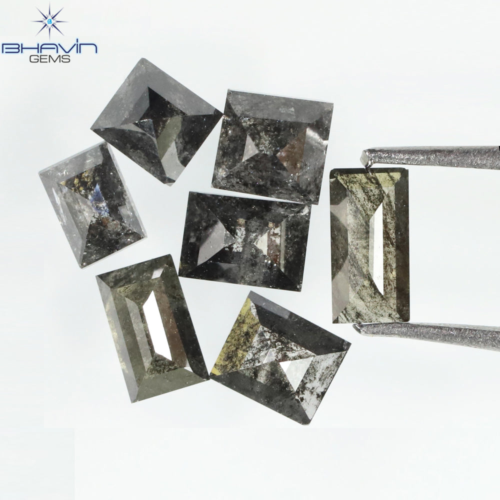 0.92 CT/7 Pcs, Baguette Diamond, Salt And Pepper Color, I3 Clarity
