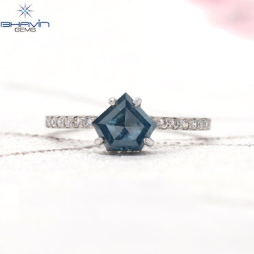 Pentagon Diamond Blue Color Natural Diamond Ring Engagement Ring