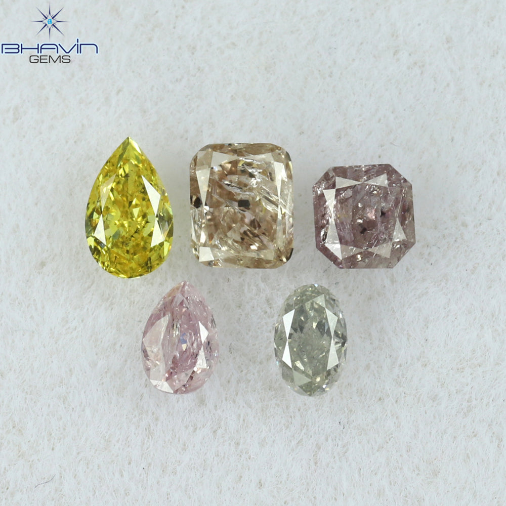 0.54 CT/5 ピース ミックス シェイプ ナチュラル ダイヤモンド ミックス カラー SI2 クラリティ (2.70 MM)