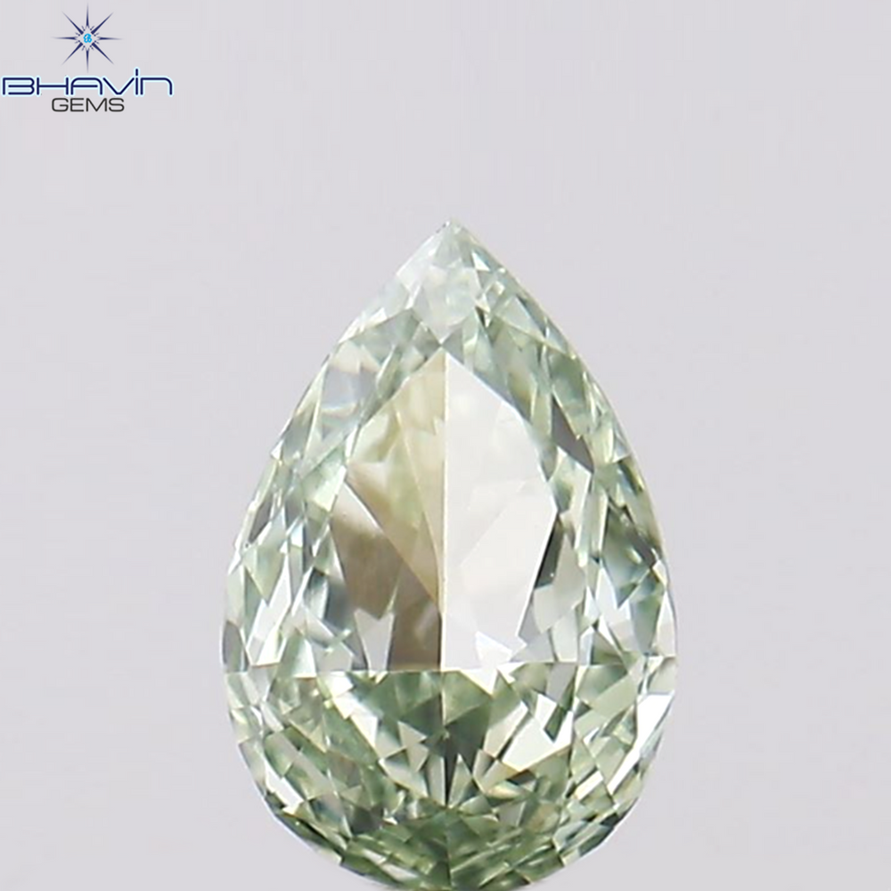 0.10 CT Pear Shape Natural Diamond Green Color VS1 Clarity (4.03 MM)