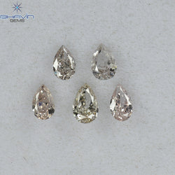 0.35 CT/5 Pcs Pear Shape Natural Diamond Pink Color SI Clarity (3.76 MM)