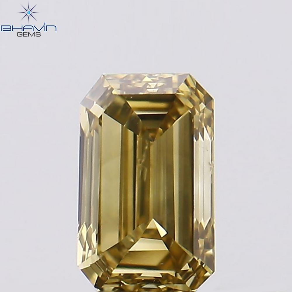 1.51 CT エメラルド シェイプ ナチュラル ダイヤモンド ブラウン カラー SI1 クラリティ (7.30 MM)