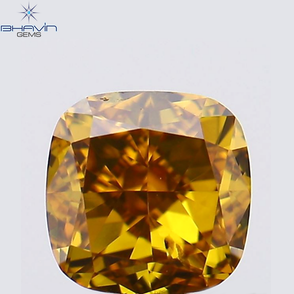 0.27 CT Cushion Shape Natural Diamond Enhanced Orange Brown Color VS2 Clarity (3.62 MM)
