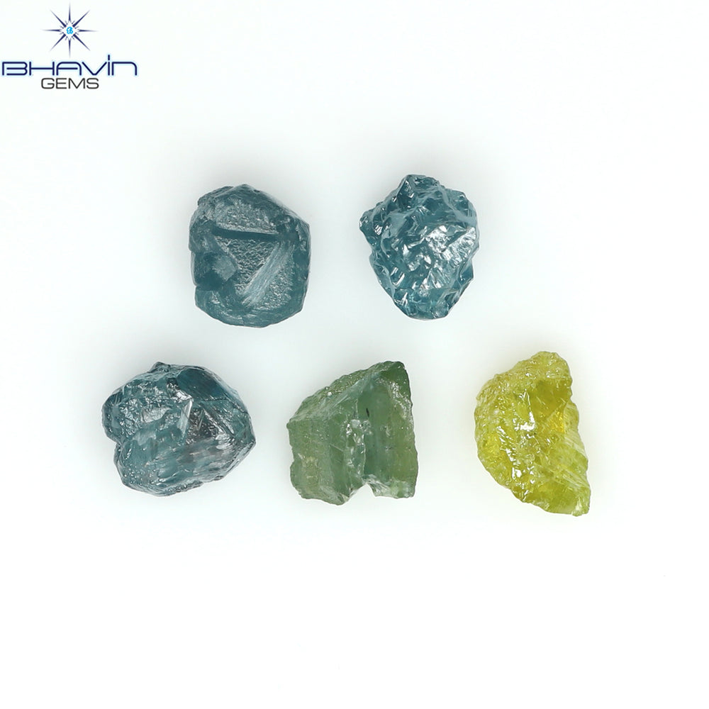 0.97 CT/5 PCS Rough Shape Enhanced Mix Color Natural Diamond I3 Clarity (4.17 MM)
