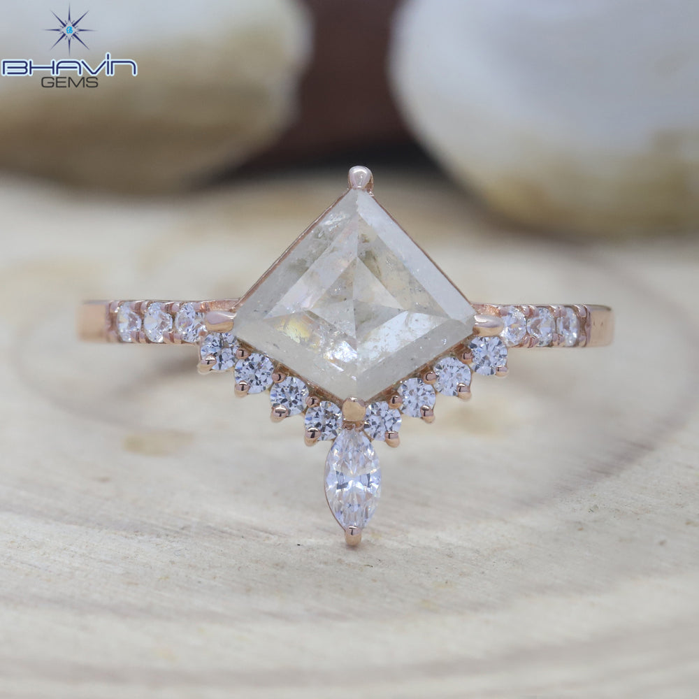 Kite Diamond White Salt And Pepper Diamond Natural Diamond Ring Gold Ring Engagement Ring
