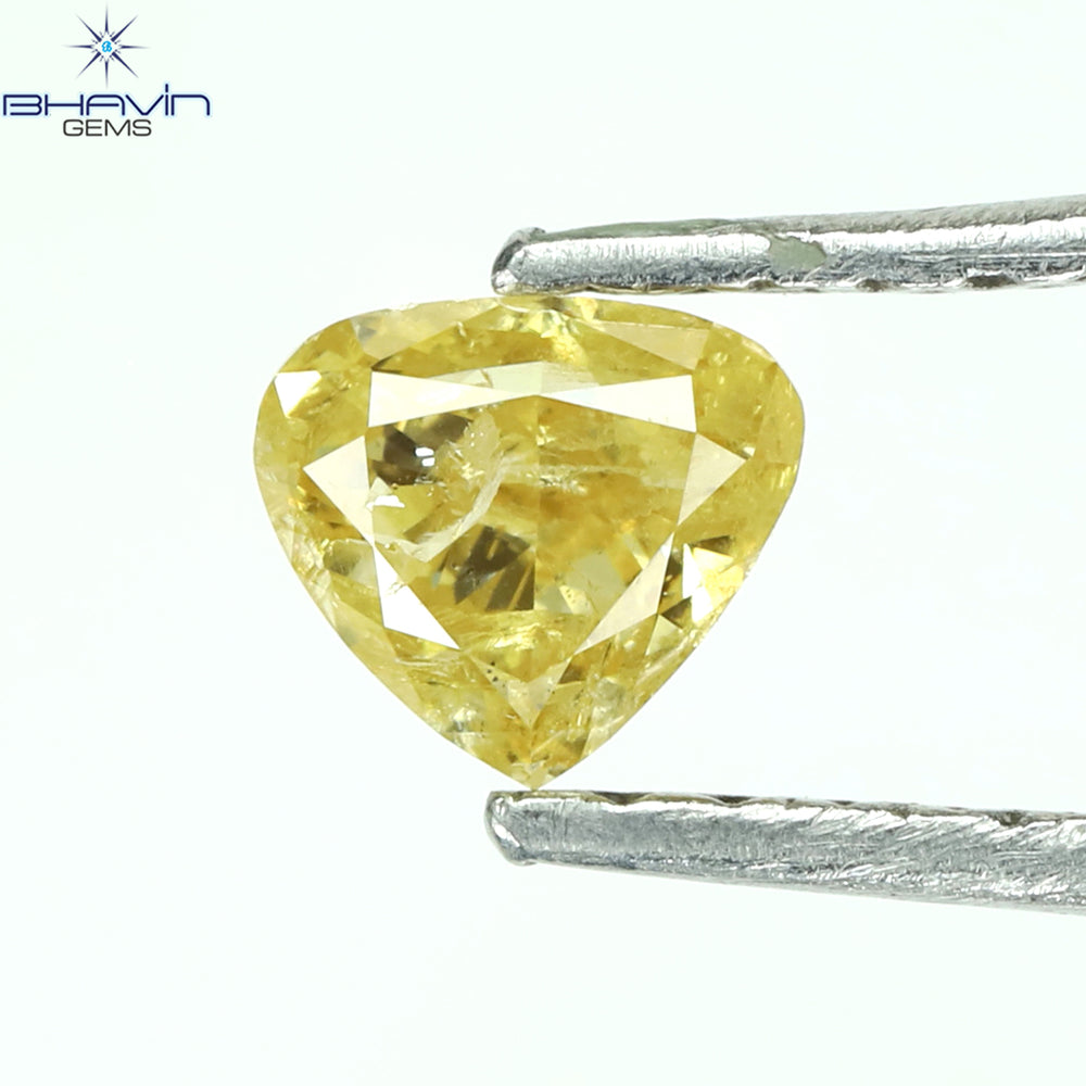 0.31 CT Heart Shape Natural Diamond Orange Color I2 Clarity (4.38 MM)