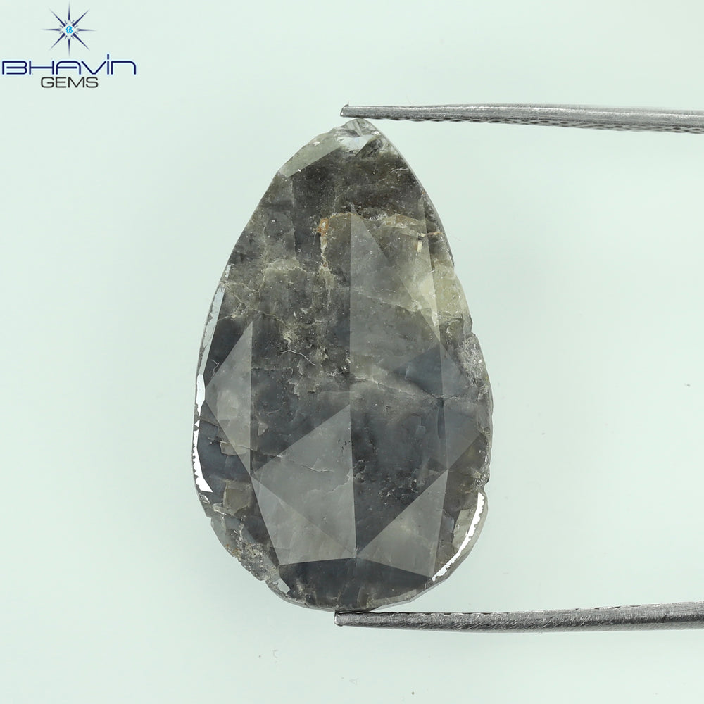 5.29 CT Pear Slice Shape Natural Diamond Gray Color I3 Clarity (22.00 MM)