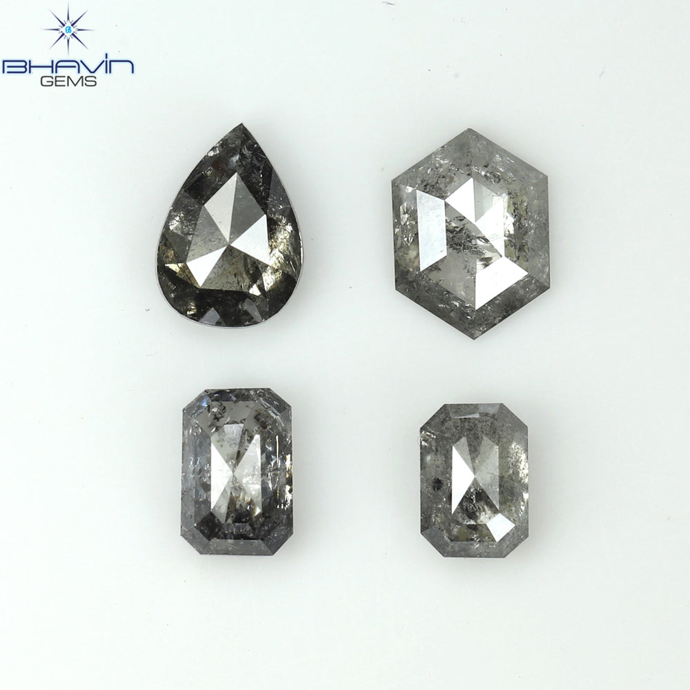 1.18 CT/4 PCS Mix Shape Natural Diamond Salt And Pepper Color I3 Clarity (5.47 MM)