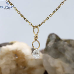 Diamond Pendant Rough Diamond White Gray Diamond Yellow Gold Pendant Bridal Necklace Pendant