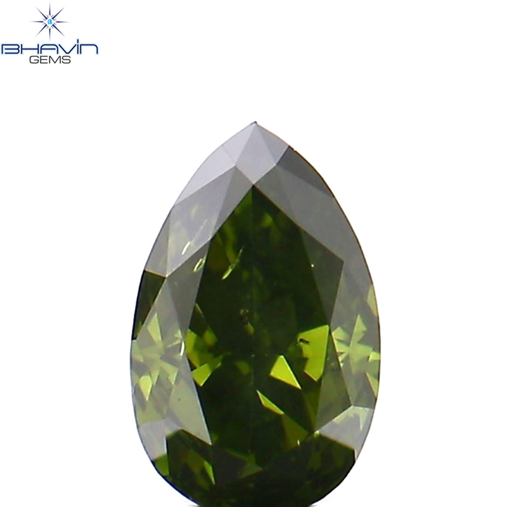 0.28 CT Pear Shape Natural Diamond Green Color SI1 Clarity (5.19 MM)