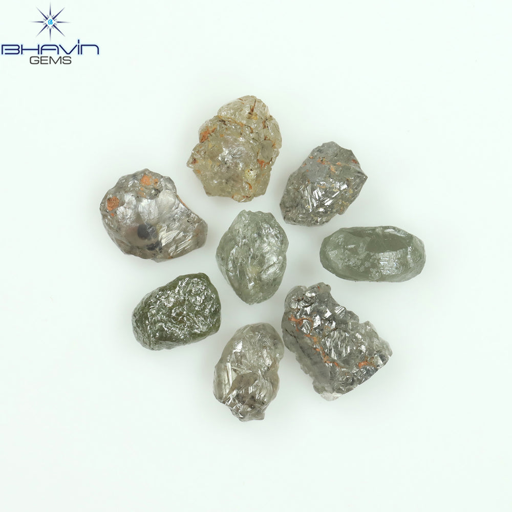 2.95 CT/8 Pcs Rough Shape Salt And Pepper Color Natural Diamond I3 Clarity (5.26 MM)