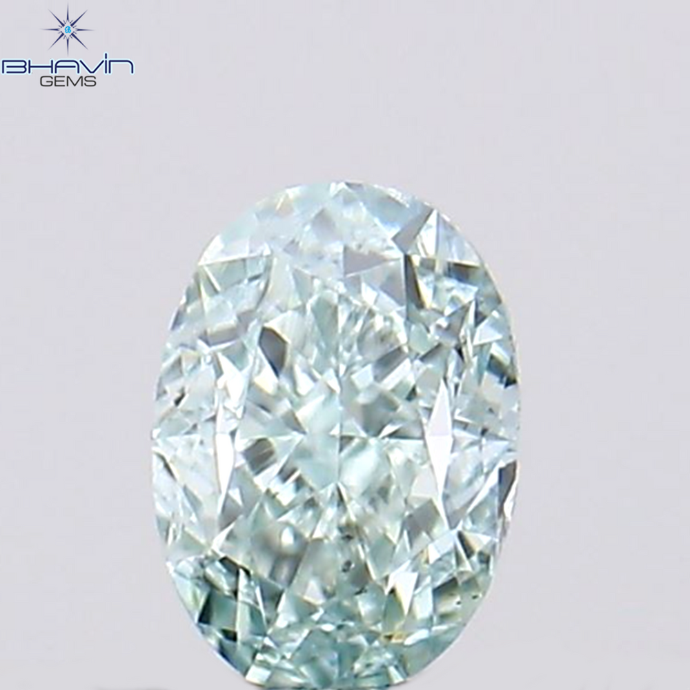 0.10 CT Oval Shape Natural Diamond Greenish Blue Color VS1 Clarity (3.14 MM)