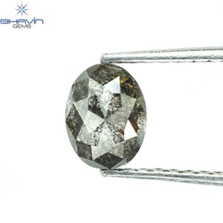 0.88 CT Oval Shape Natural Diamond Salt And Pepper Color I3 Clarity (6.28 MM)