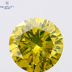 0.12 CT Round Shape Natural Diamond Green Yellow Color SI1 Clarity (3.27 MM)