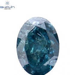 0.45 CT Oval Shape Natural Diamond Enhanced Blue Color I3 Clarity (5.63 MM)